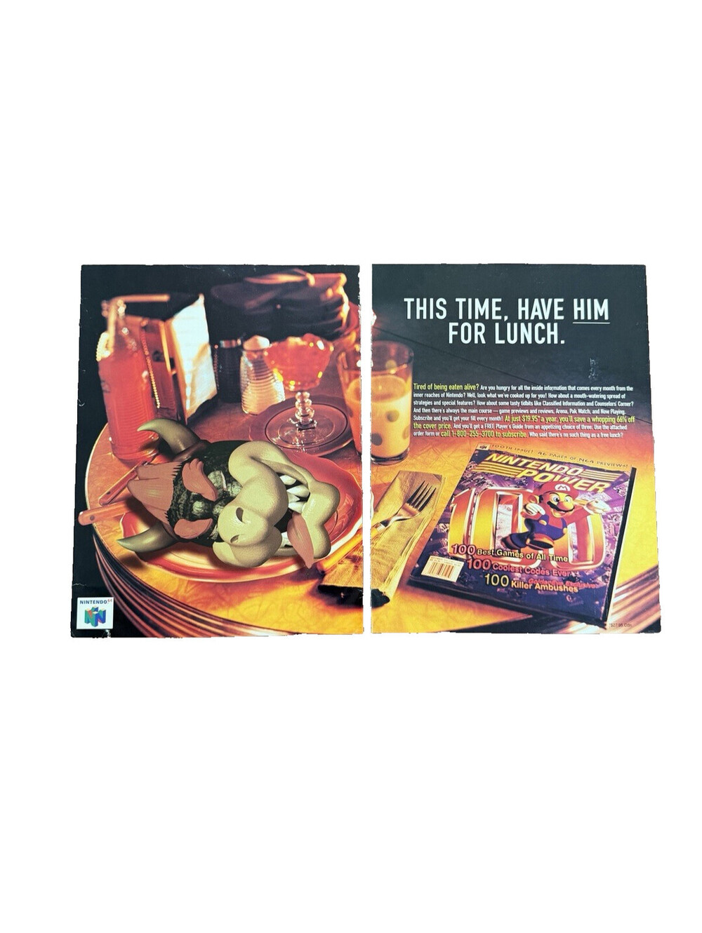 Nintendo Power Print Ad Bowser Head Have Him For Lunch Mario Gaming